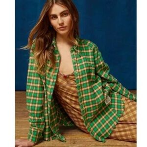 NWT BDG Yellow and Green Plaid Casual Shirt size medium